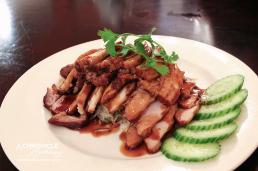 Masak Ku - Double-cooked Pork Belly - Braised in Master Stock, Snap Fried and Glaced with Sauce Reduction, Asian Greens ($25)